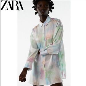 ZARA Button Up Blouse Long Sleeeve - Small